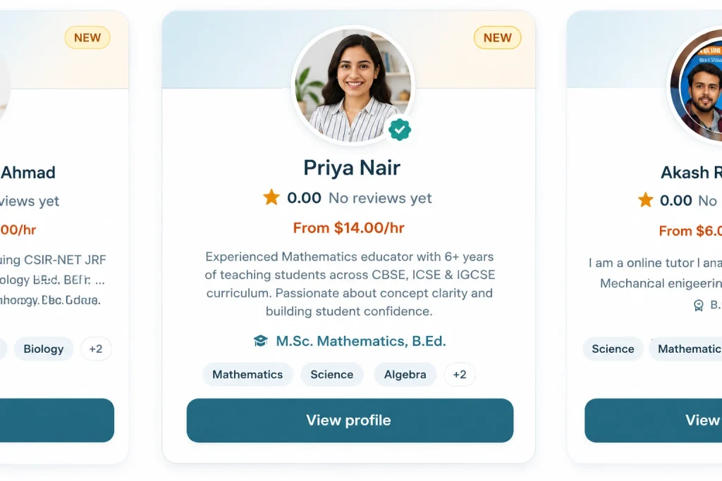 NRI student attending one-to-one online tutoring session from home